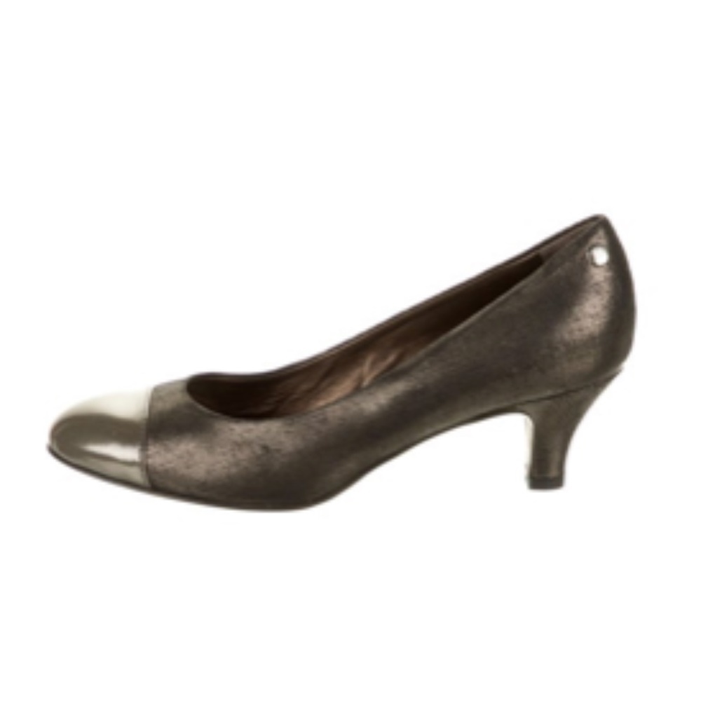 AGL Patent Cap Toe Pumps Francy Pebble Heels